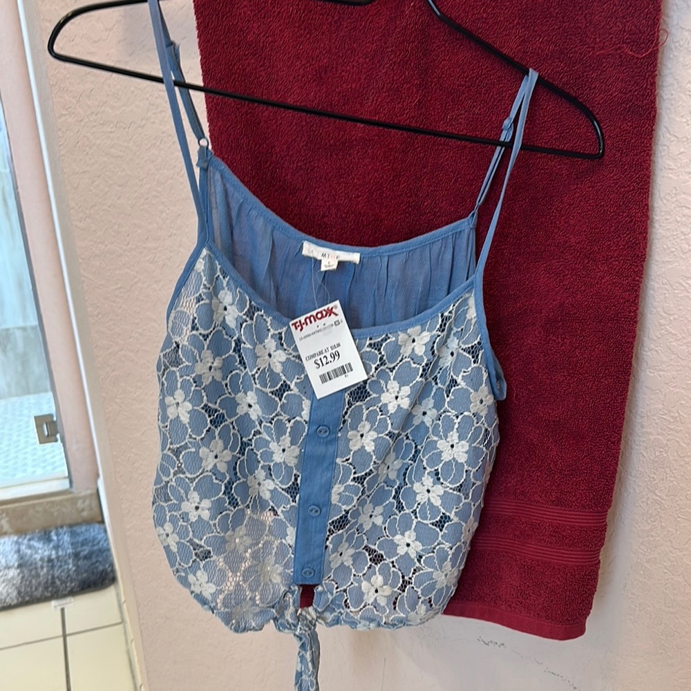 Mine Blue Lace Crop Top